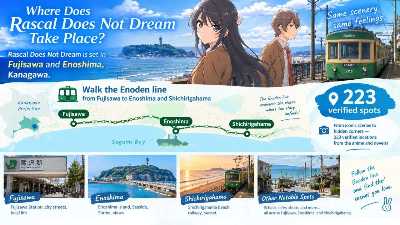 Illustrated view of Shichirigahama beach, Kamakura, Kanagawa