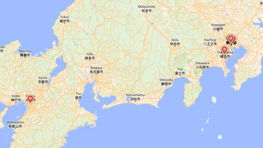 Map preview — The real arenas of Hajime no Ippo — Korakuen Hall and Tokyo Dome City, Ryogoku Kokugikan, Yokohama Arena, and the Osaka venues