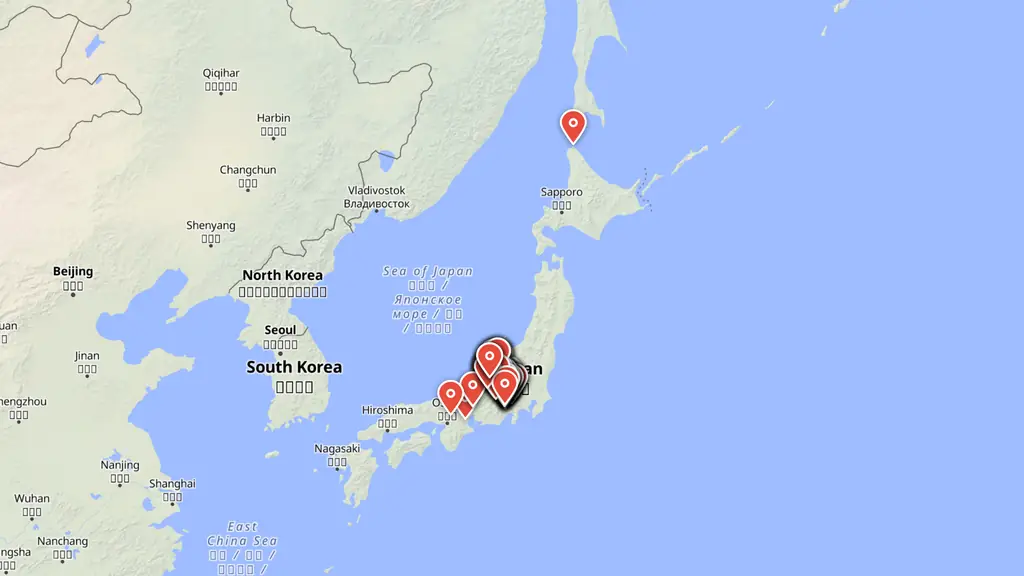 Map preview — Verified mono locations across Yamanashi, Nagano, and beyond