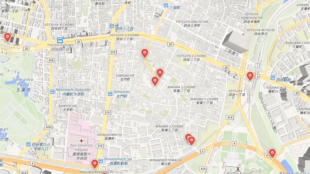 Map preview — The Suga Shrine steps in Yotsuya — the most photographed frame in anime pilgrimage, among the 40+ verified Your Name locations