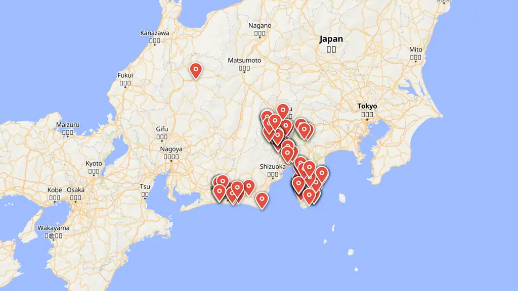 Map preview — Verified Yuru Camp△ Season 2 locations across Hamamatsu and the Izu Peninsula